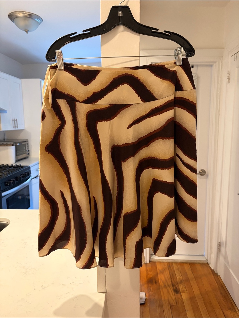 Ralph Lauren Zebra-Print Circle Skirt in Beige and Dark Brown